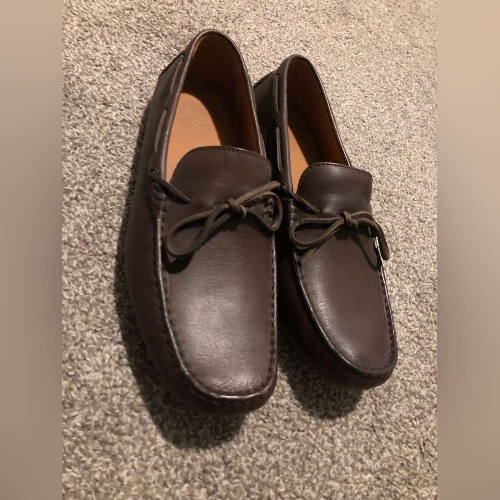 J Crew Kenton driving moccasins in Italian leather; bittersweet chocolate; 9.5